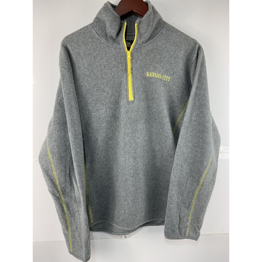 Point Sports Wear Unisex Medium Kansas‎ City Grey Long Sleeve 1/4 Zip Pull Over